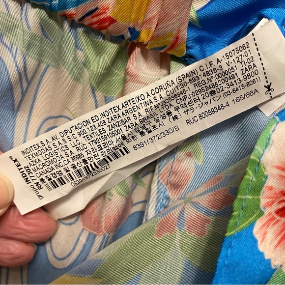 ZARA Blue Colorful Floral Wide-Leg Pants Light & Flowy Sz S Birds Butterflies - Picture 15 of 16